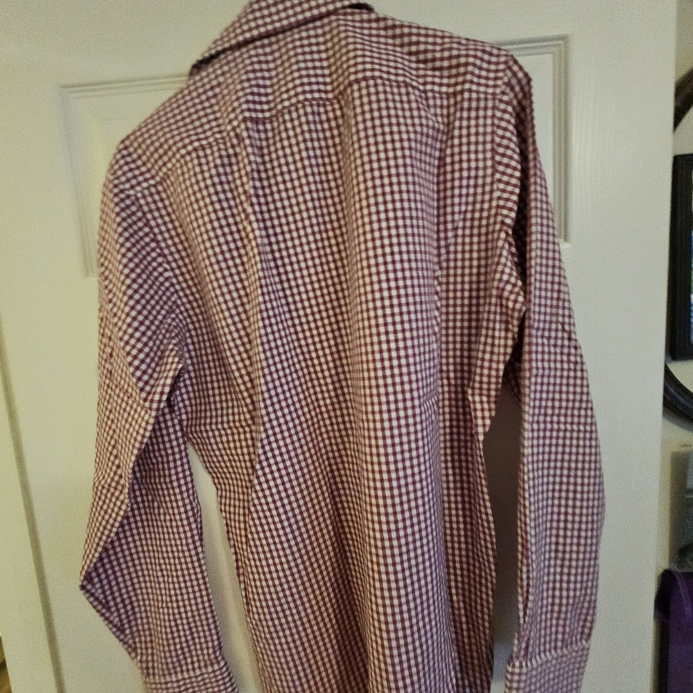 T.M.Lewin Men's Red and White Checkered Shirt - Picture 4 of 4